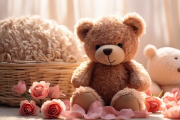 lovely teddy bear valentine minimal concept.