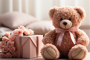 lovely teddy bear valentine minimal concept.