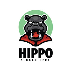 Hippo mascot illustration logo design 