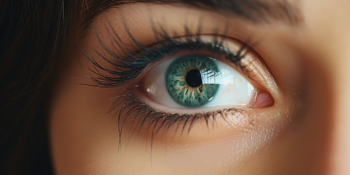 close-up on a green eye