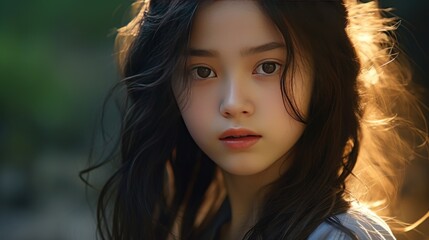 Fototapeta premium Close up of Chinese child, Asian girl, child with various emotions