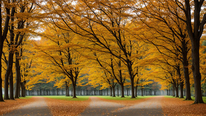 Golden Canopy: The Majestic Autumn Promenade