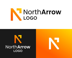 Letter N monogram arrow positive moving success business logo design.

