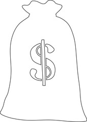 Money bag drawing decoration design.
