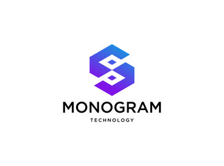 monogram initial letter S and P logo design. can use for technology icon