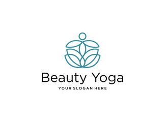 beauty yoga or spa with line art style logo design