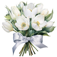 White Tulips Watercolor Painting | Elegant Floral Art