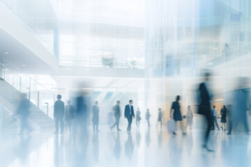 Fototapeta premium motion blur image of business professionals, blurred background, business center concept