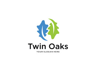nature leaf twin oaks logo design