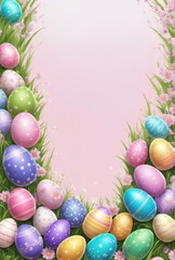 easter card with eggs and flowers