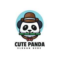 Panda mascot illustration logo design 