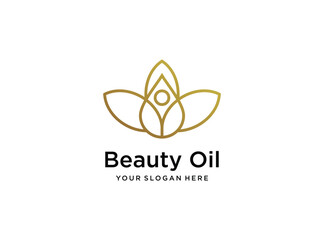 elegant beauty lotus oil drop logo design