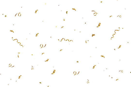 Golden confetti background or gold confetti falls, Ribbon confetti