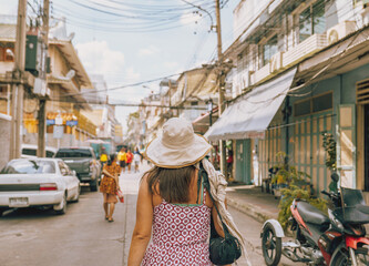 woman walking in the Chinatown, Bangkok city 