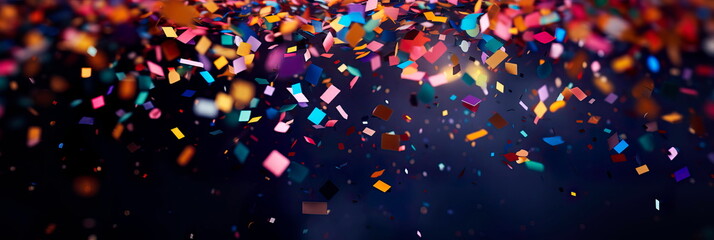 An abstract New Year's theme with a top view of confetti and copy space