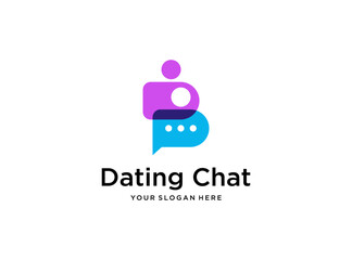 dating chat with two people logo design