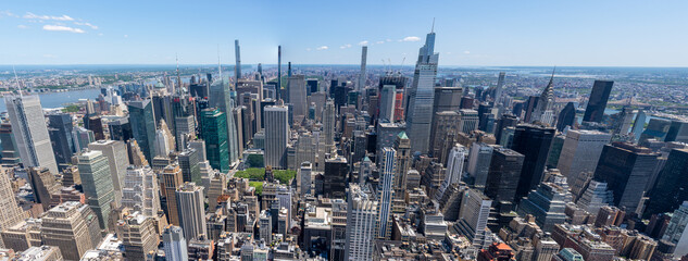 Hudson Yards and New York from Top of Empire State Building