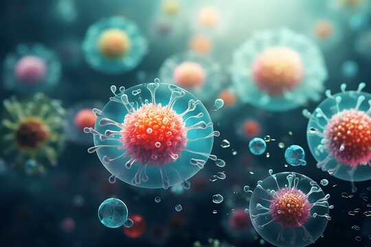 Ilustraci&oacute;n de virus, bacterias y c&eacute;lulas