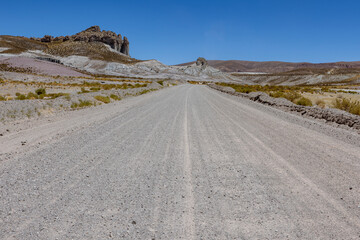 Traveling the famous Ruta40 in the scenic Argentinian highlands - fantastic views while driving through colorful and remarkably shaped mountains and watching wildlife in high altitude in South America
