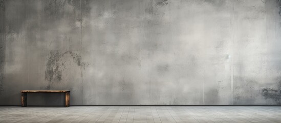 Empty gray cement wall studio background with rough floor perspective for displaying products and text on free space concrete backdrop scene - obrazy, fototapety, plakaty