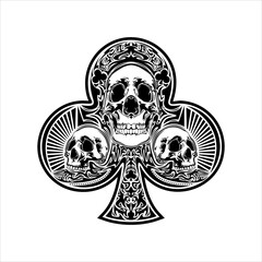 Vector ace of clubs with skull