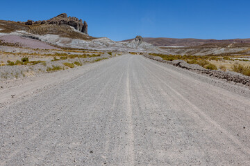 Traveling the famous Ruta40 in the scenic Argentinian highlands - fantastic views while driving through colorful and remarkably shaped mountains and watching wildlife in high altitude in South America
