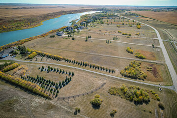 Aerial of the Cahedral Bluffs area near Saskatoon