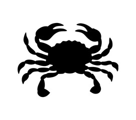 Vector isolated crab with claws top view symmetrical solid black silhouette stencil © MariMuz