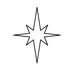 Vector isolated eight point star line contour symbol