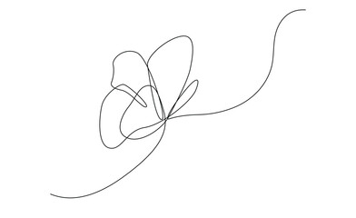 Continuous one line drawing of butterfly. Elegant simple linear logo. Linear vector illustration