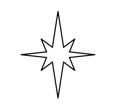 Vector isolated eight point star line contour symbol