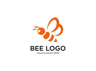 bee silhouette logo design inspiration - obrazy, fototapety, plakaty