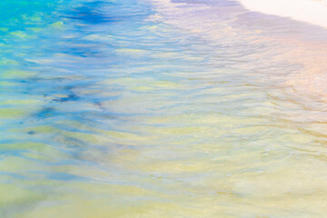 Obraz premium Waves at tropical beach caribbean sea clear turquoise water Mexico.