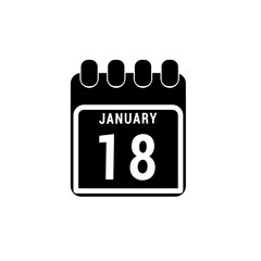 Calendar displaying page of the day 18 (eighteenth) of the January  – Day 18 of the month. Illustration