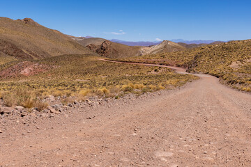 Traveling the famous Ruta40 in the scenic Argentinian highlands - fantastic views while driving through colorful and remarkably shaped mountains and watching wildlife in high altitude in South America