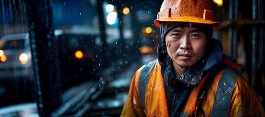 Hardhats and Raindrops: The Resilience of South Korean Construction Workers - Ai Generative