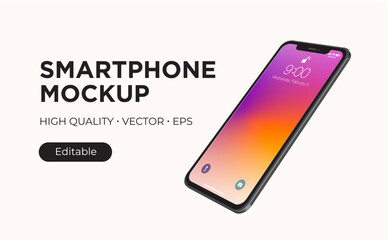 new iphone 14 mockup. realistic eps vector mobile device. edible vector smart phone illustration isolated on a white background. trendy gradient style template. 