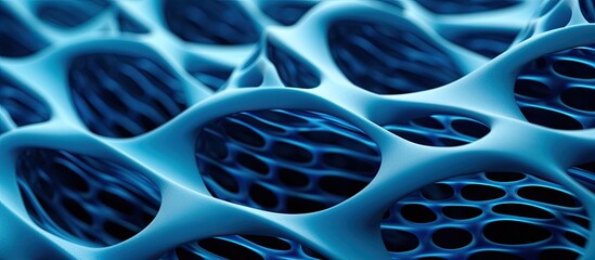 Blue surface of 3D printed object close up - obrazy, fototapety, plakaty