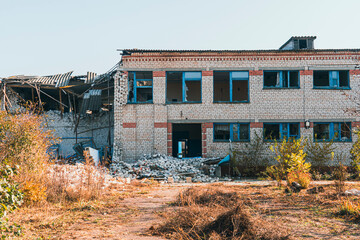 The school was damaged by shelling. War in Ukraine