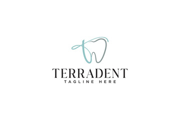 letter T tooth modern logo design for dental clinic