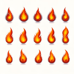 fire flames set, fire icons set.