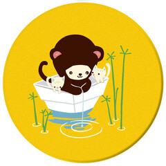 friendship illustration , cute time . simple life and simple design ,paint on texture.