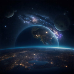 Multiple planet earth in space from another dimensions 