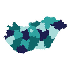 Hungary map. Map of Hungary in administrative regions