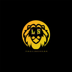 creative lion logo, lion head logo. lion letter logo, lion golden logo with gradent  colour. animal logo.