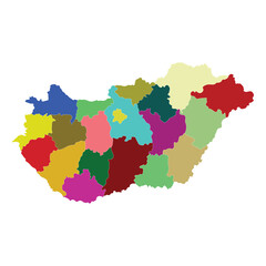 Hungary map. Map of Hungary in administrative regions