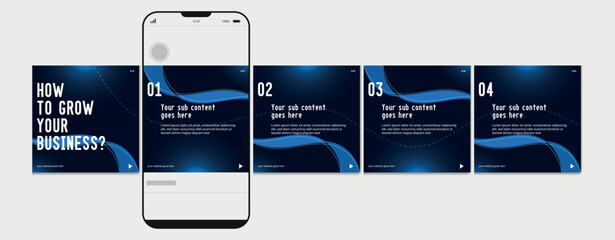 Set of Linkedin Carousel Post, editable social media Instagram carousel post, modern and creative business carousel post template, eps 10. © Graphaxil