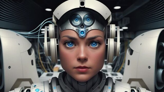 Close-up of humanoid robot