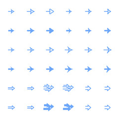 Various forms of basic arrow icons.

