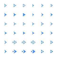 Various forms of basic arrow icons.

